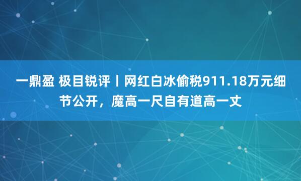 一鼎盈 极目锐评丨网红白冰偷税911.18万元细节公开，魔高一尺自有道高一丈